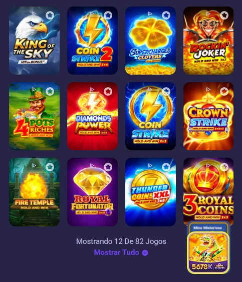 Showcase de app mobile de live gaming